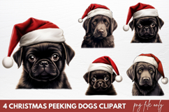 Christmas Peeking Dogs Clipart PNG Product Image 1