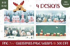 Christmas Village Mug Design, Christmas House Mug Wrap Product Image 1