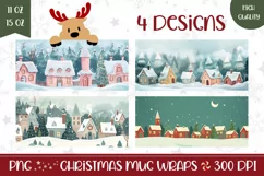 Christmas Village Mug Design, Christmas House Mug Wrap Product Image 1