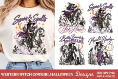 Spurs and Spells Witch PNG, Western Cowgirl Witch Halloween Product Image 1