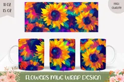 Art Sunflowers Mug Design, Sunflowers Print, Flowers PNG Product Image 1