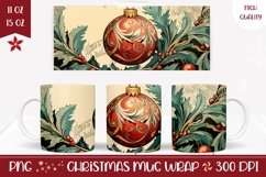 Christmas Balls Mug Wrap, Retro Christmas Mug Template Product Image 1