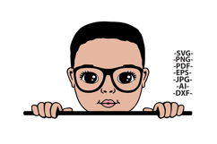 Smart Boy SVG PNG PDF Clipart Cute African American Kid Product Image 1