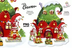 Christmas Elves at the House, New Year's Dwarf House PNG Product Image 1