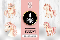 Cute Pink Unicorn Clipart Sublimation PNG Product Image 1