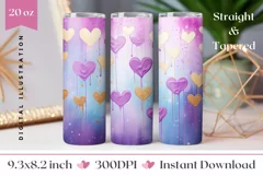 Love Hearts Tumbler Template, Valentine's Day Sublimation Product Image 1