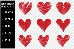 Scribble Hearts SVG, Love heart SVG Laser cut files Product Image 1