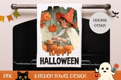 Happy Halloween Towel, Vintage Halloween Pumpkins Dish Towel Product Image 1