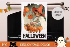 Happy Halloween Towel, Vintage Halloween Pumpkins Dish Towel Product Image 1