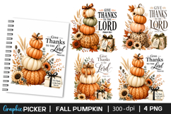 Give Thanks to the Lord PNG, fall Pumpkin PNG, Pumpkin Spice Product Image 1
