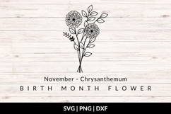 November Birth Flower Bouquet SVG - Chrysanthemum Product Image 1