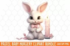 Pastel Baby Nursery Clipart Big, Baby Boy Elephant Clipart Product Image 1