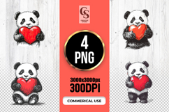 Cute Panda Holding Heart Clipart Sublimation PNG Product Image 1