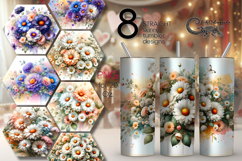 Watercolor Flowers | 8 gentle tumbler Sublimation designs Product Image 1