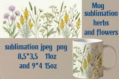 Sublimation mug design wildflowers herbs Product Image 1