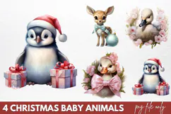 Christmas Baby Animals Clipart PNG Product Image 1