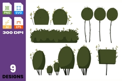 Green Bush Vector Illustration Set Product Image 1