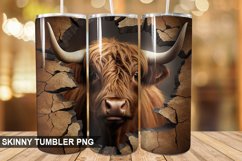 3D Highland Cow Cracked Hole PNG Tumbler Design Product Image 1