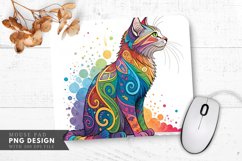 Colorful Abstract Rainbow Cat Mouse Pad PNG Design Product Image 1