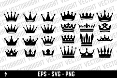 A black and white vector set of crown icons. Product Image 1