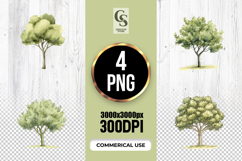 Watercolor Green Tree Clipart Sublimation PNG Product Image 1