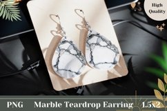 White Marble Teardrop Earring, Marble Earrings Sublimation Product Image 1