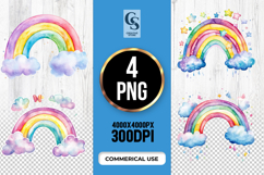 Watercolor Rainbow Cloud Clipart Sublimation PNG Product Image 1