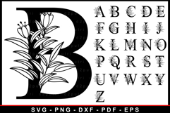 Monogram Floral Alphabet Font Letters SVG Laser Cut Product Image 1