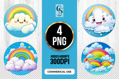 Cute Rainbow Cloud Clipart Sublimation PNG Product Image 1
