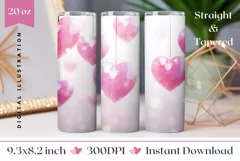 Pink Glitter Heart Tumbler Design, Valentine's Day Tumbler Product Image 1