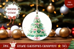 Christmas Pink Bows Ornament, Christmas Tree Ornament PNG Product Image 1