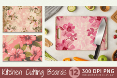 Pink Vintage Flowers Cutting Boards sublimation Designs Product Image 1