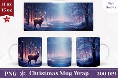 Christmas Mug Wrap Design, Winter Deer Sublimation PNG Product Image 1