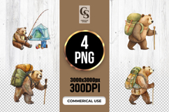Watercolor Camping Bear Clipart Sublimation PNG Product Image 1