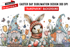 Vintage Spring Rabbit With Floral Gnomes,Easter Sublimation Product Image 1