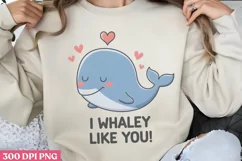 I Whaley Like You PNG, Valentine Puns Sublimat Product Image 1