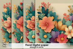 Floral digital paper, background clipart Product Image 1