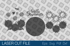 Hello Summer Round Sign. Sunflowers Door Hanger. SVG Product Image 2