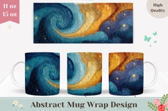 Abstract Mug Wrap, Blue Mug Template, Stars Mug PNG Product Image 1