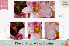 Art Flowers Mug Wrap, Floral Mug Sublimation, Art Mug Product Image 1