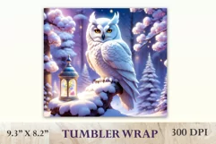 Sublimation Tumbler Wrap 3D White Owl / Png file Product Image 2