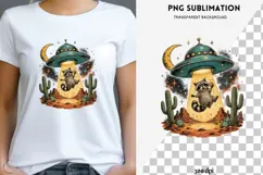 UFO raccoon png design for T-shirts Product Image 1