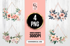 Blush Floral Triangle Frame Clipart Sublimation PNG Product Image 1