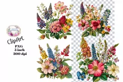 Flowers, Junk Journal, PNG, Clipart, Ephemera, Botanical Product Image 1