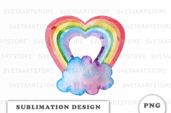 Watercolor Rainbow Heart png Product Image 1