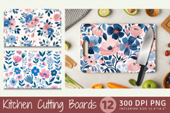 Pink &amp; Blue Cute Floral Cutting Boards sublimation Design Product Image 1