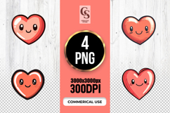 Cute Smiling Heart Icons Clipart Sublimation PNG Product Image 1