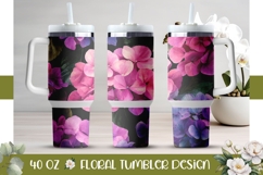 Pink Hydrangea Tumbler Template, Purple 40 Oz Tumbler Wrap Product Image 1