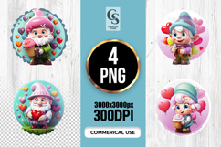 Cute Gnome with Hearts Sublimation PNG Product Image 1