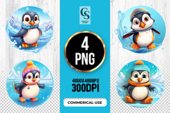 Cute Winter Penguin Clipart Sublimation PNG Product Image 1